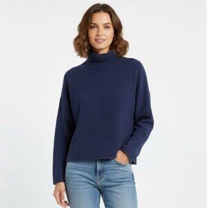 Aerie Navy Blue Waffle Knit Cowl Neck Women's Cropped Sweater Size XS